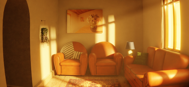 A yellow leather sofa set