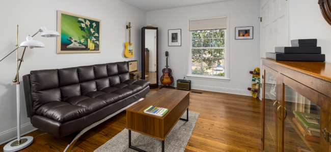 A Leather sofa in the living room