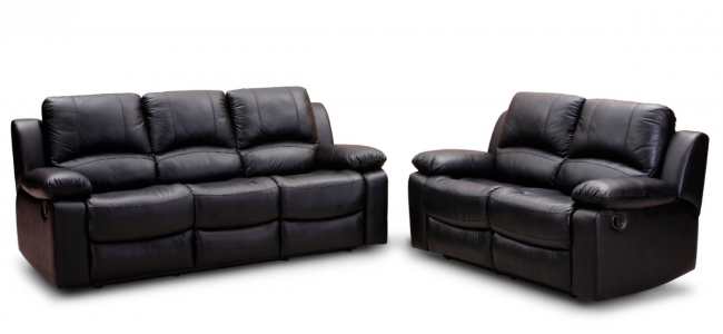 A Black West Elm leather sofa