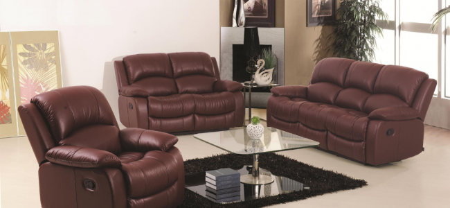 A brown leather sofa