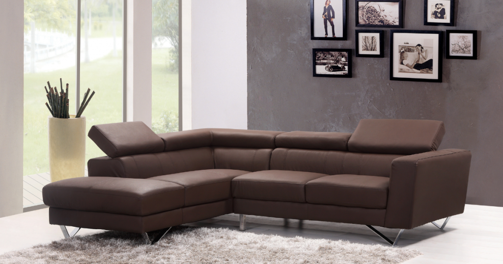 a brown leather sofa