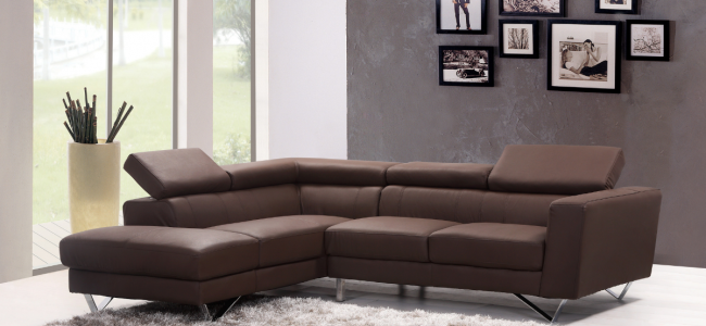 a brown leather sofa